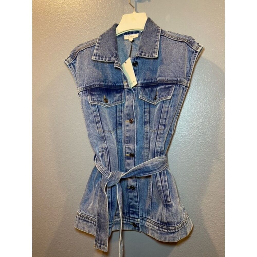 NEW Elan Denim Vest with Belted Waist Women's Size Small - NWT